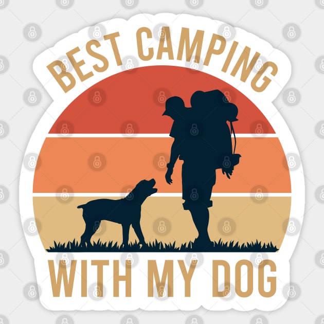 best camping with my dog - funny camping vacation - hiking with dog Sticker by yass-art